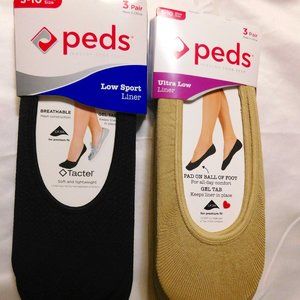 Peds Women's Ultra Low and Low Sport Liners 6 Pairs NEW